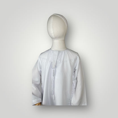 Qamis émirati enfant - Blanc - 3 mois à 15 ans