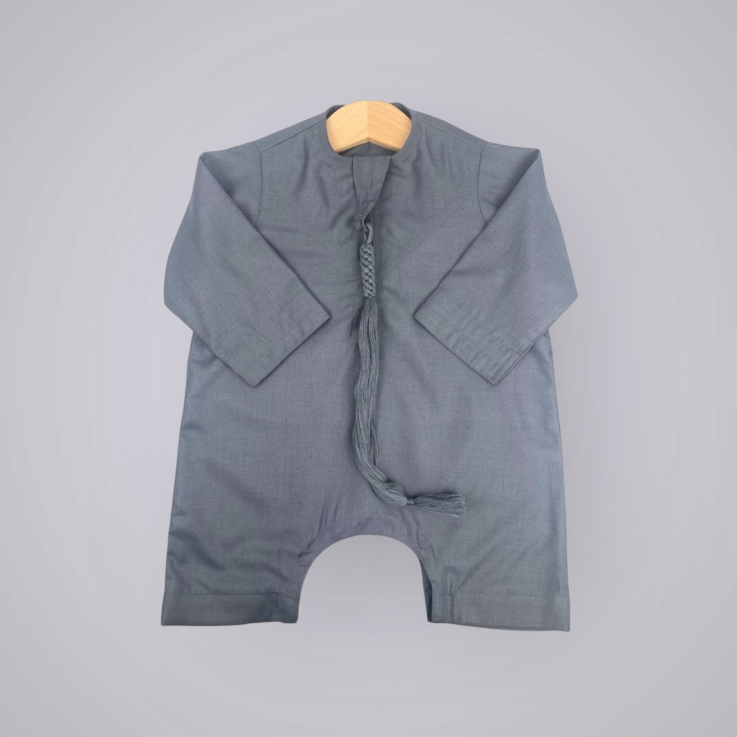 Baby qamis émirati - Bleu de gris - 3 à 12 mois