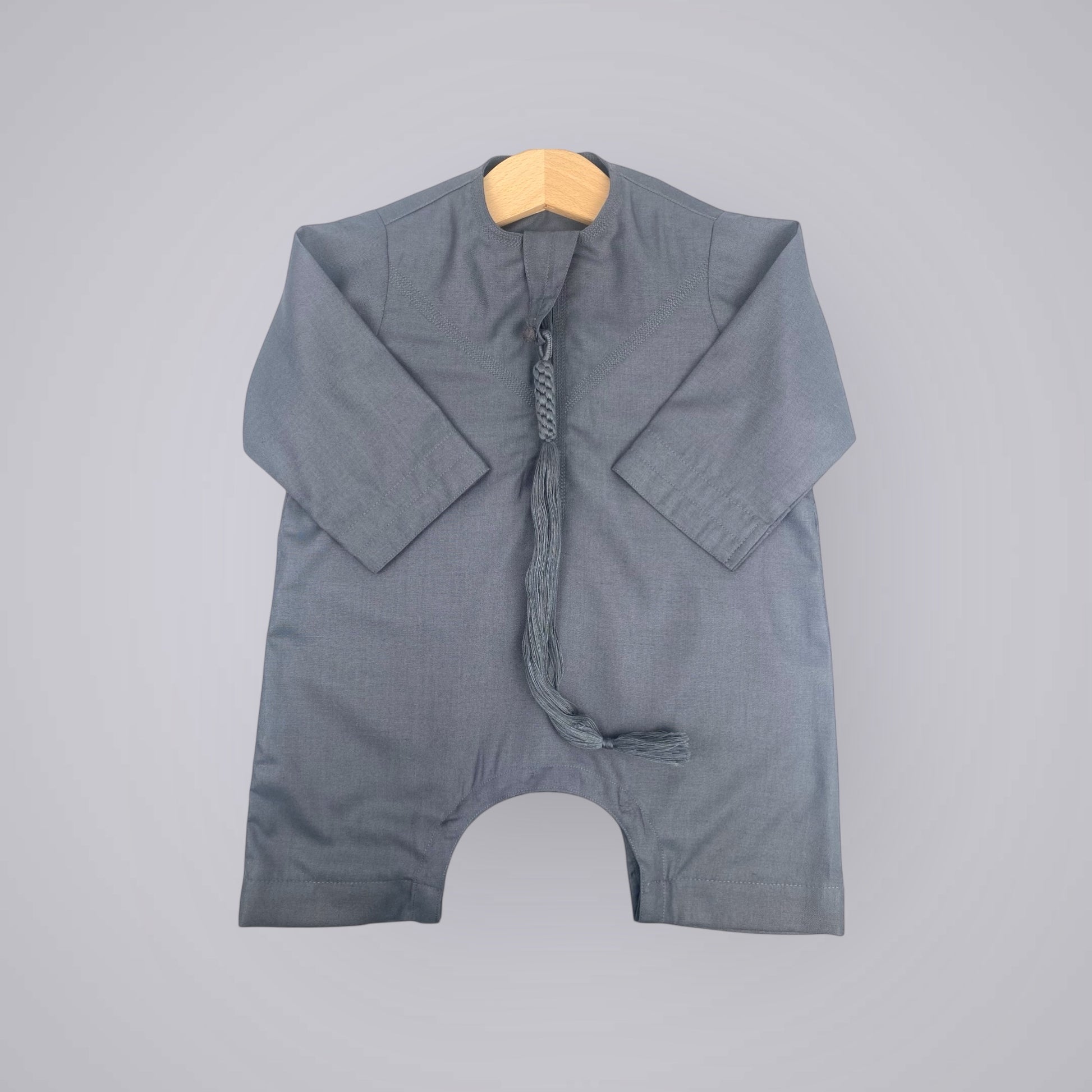 Baby qamis émirati - Bleu de gris - 3 à 12 mois