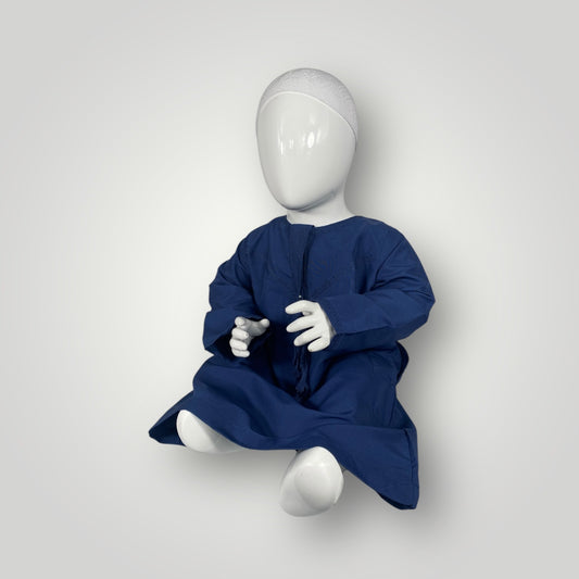 Qamis émirati enfant - Bleu indigo -  3 mois à 15 ans